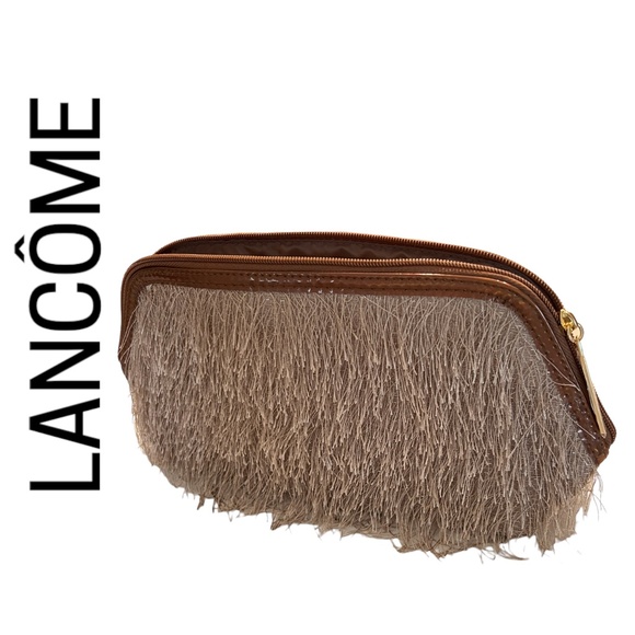 LANCÔME Clutch Makeup Bag Travel Textured Fringe Metallic Zippered fully lined - Picture 1 of 8